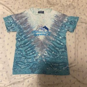 Vintage 90s Clearwater Beach Florida dolphins tie dye t shirt size S